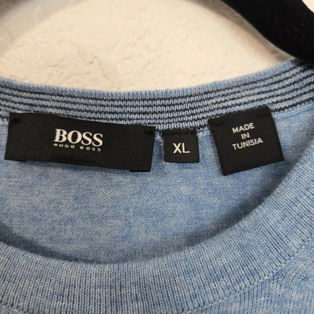 BOSS Hugo Boss Men's XL Blue Cotton Crew Neck Long Sleeve Sweater‎ Casual Career
